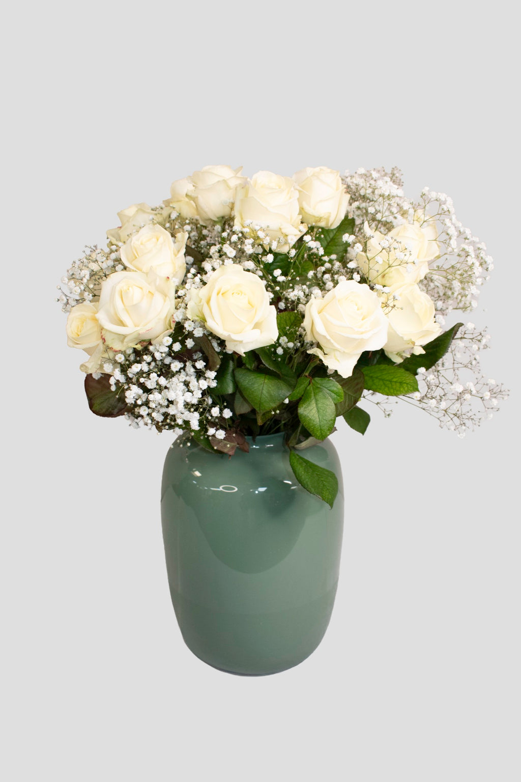 Witte rozen boeket groot