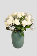 Witte rozen boeket groot