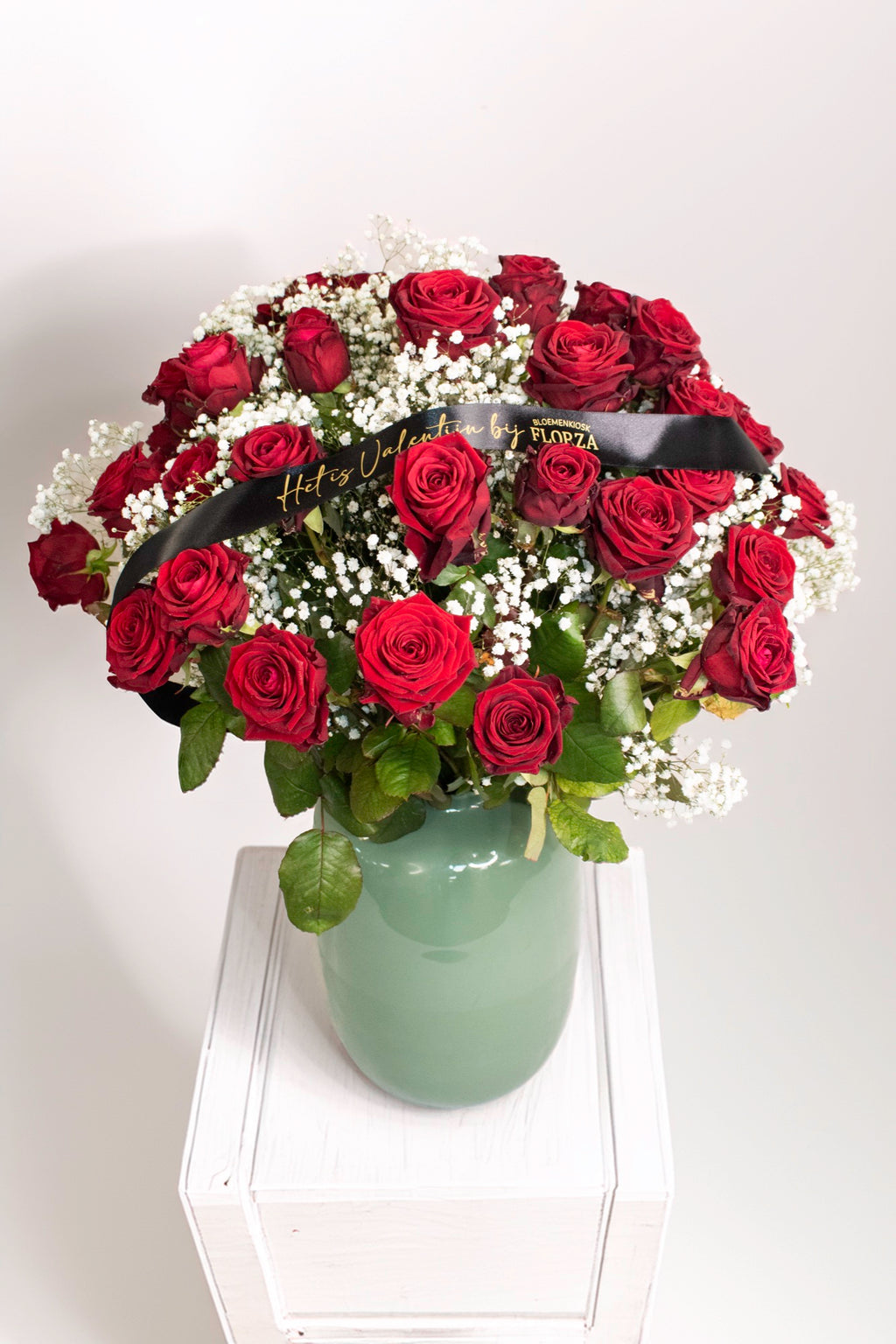 Witte rozen boeket groot